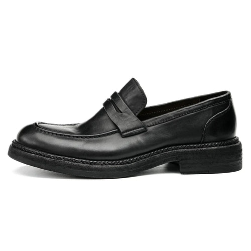 Side Profile of Model 82807 Black Slip-on Loafers - Goodyear Welted Construction