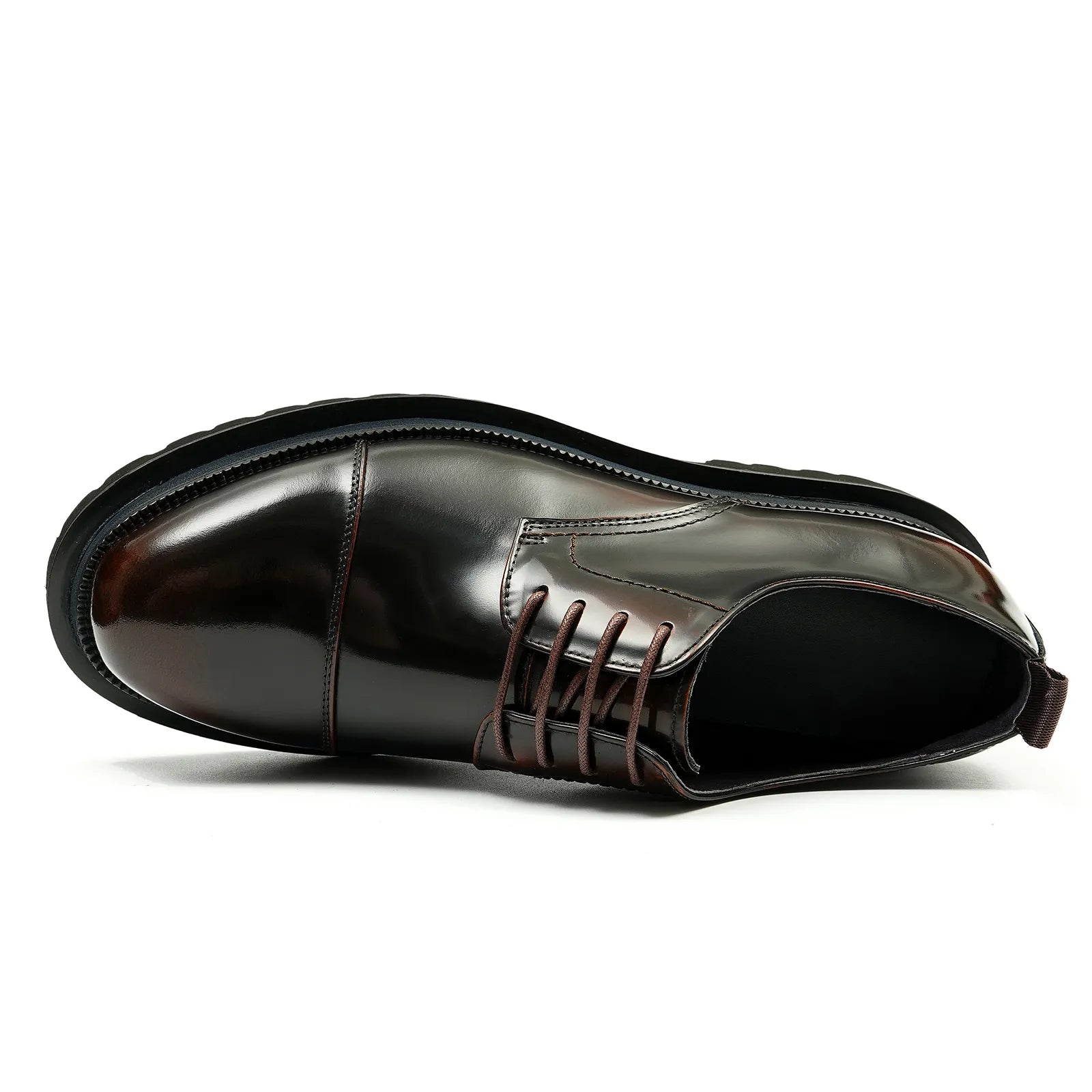 23677 Men's Brown British Style Lace-up Derby Shoes, Top View