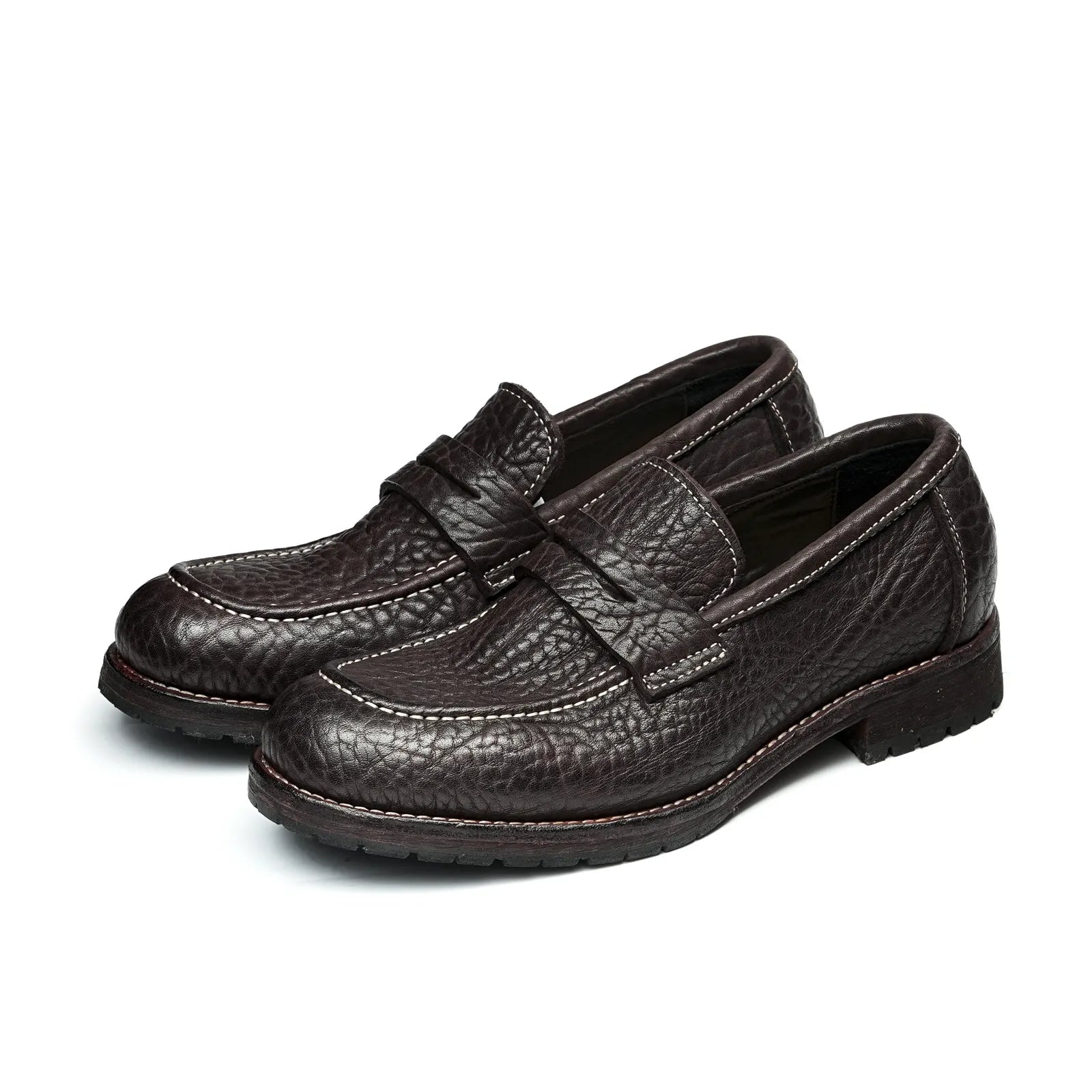 1570-53 Men's Dark Brown British Style Loafers, Side Angle