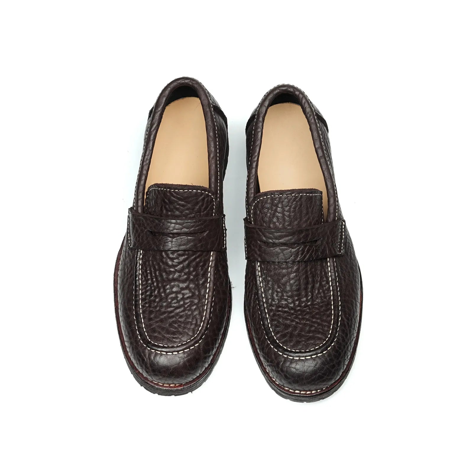 1570-53 Men's Dark Brown Slip-on Leather Loafers, Top View