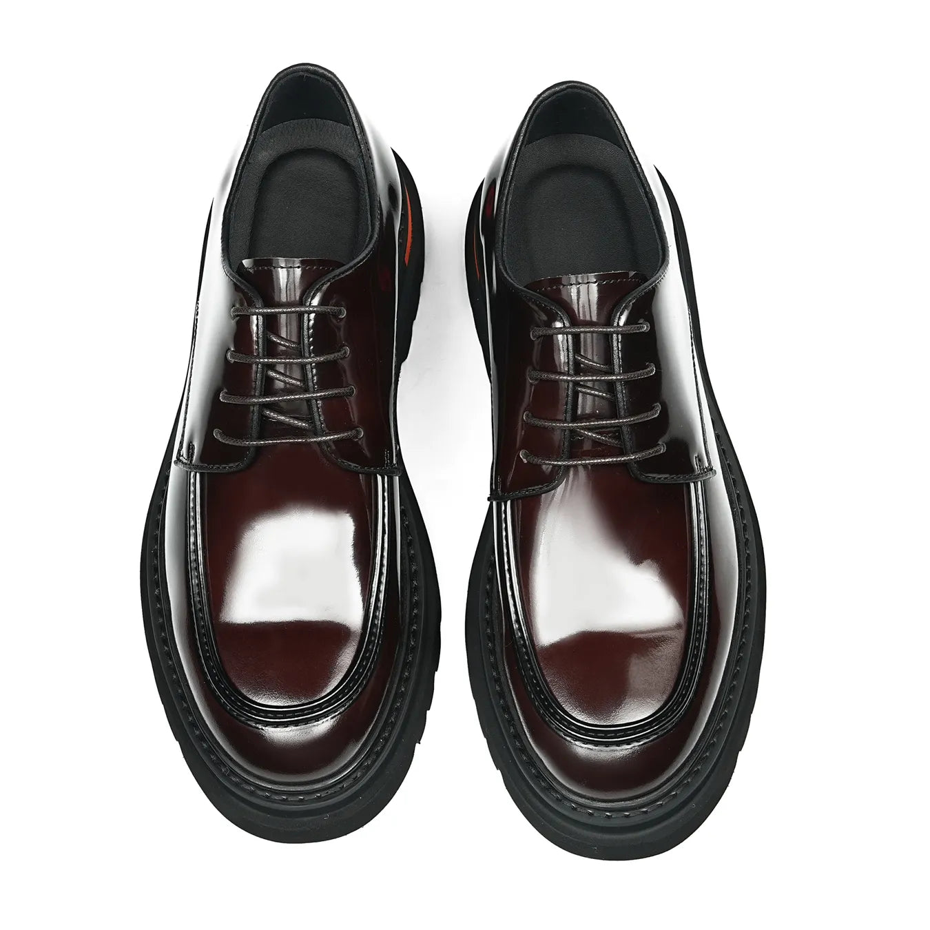 66306 Men's Dark Brown Hand-finished Leather Derby Shoes, Top View