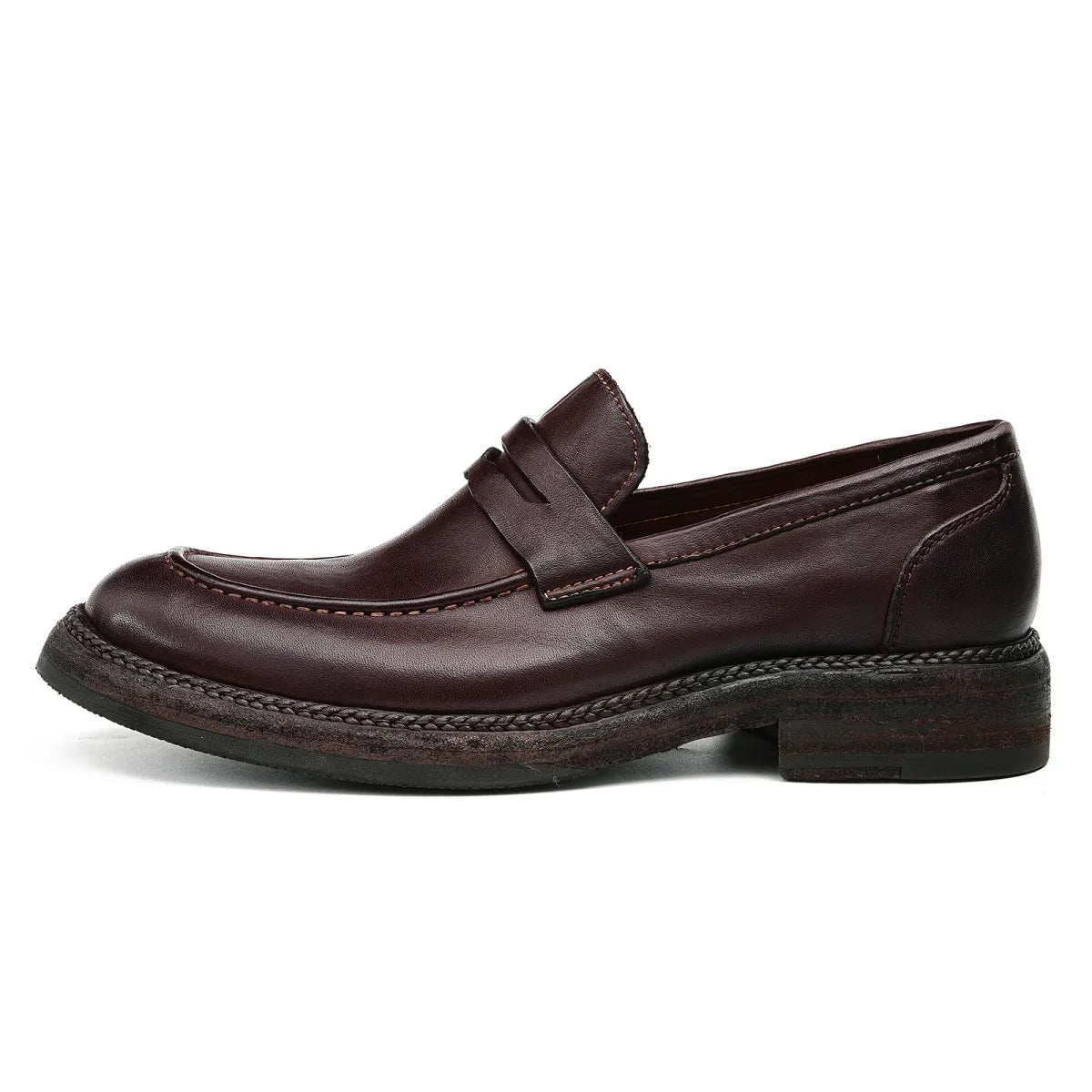 Side Profile of Model 82807 Dark Brown Slip-on Shoes in Premium Genuine Horsehide