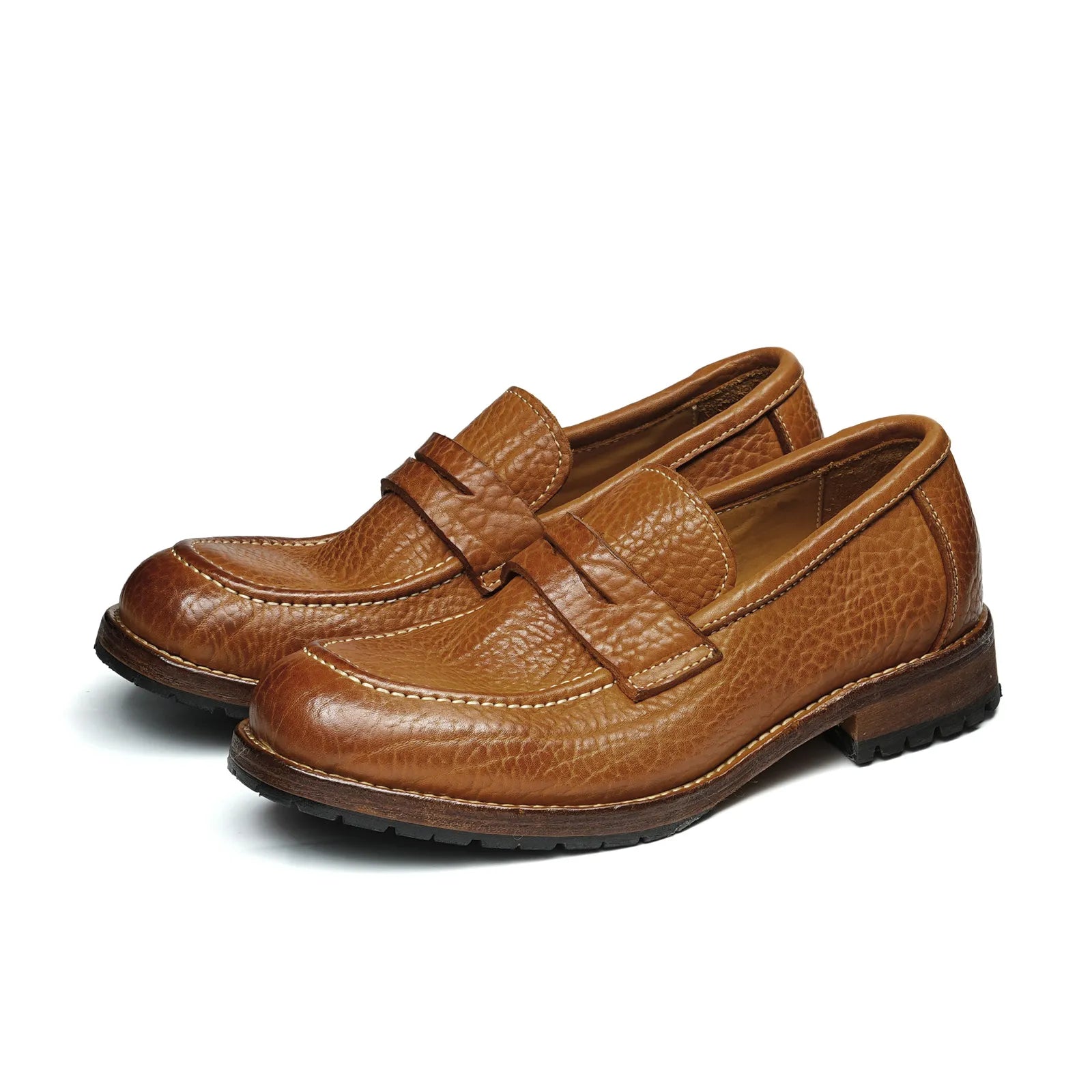 1570-53 Men's Light Brown British Style Loafers, Side Angle