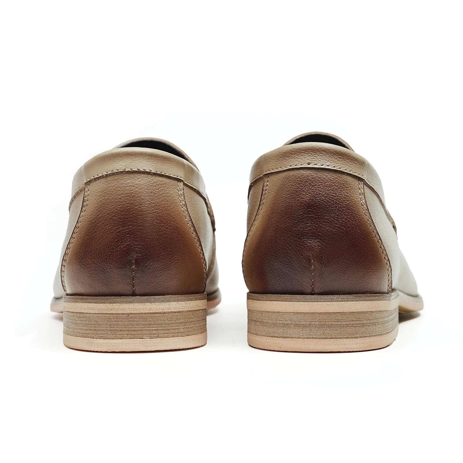 23720 Men's Light Gray British Style Loafers, Rear Heel Detail View